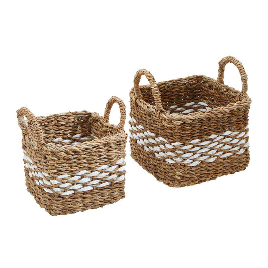 Set Of Two Square Seagrass Storage Baskets
