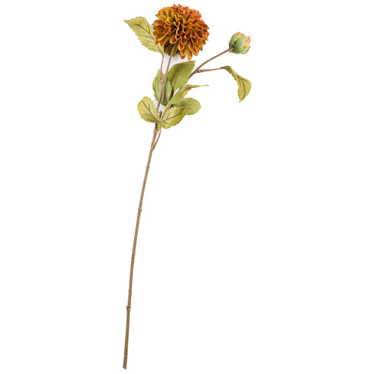 Deep Mustard Dahlia Artificial Floral Stem 62cm
