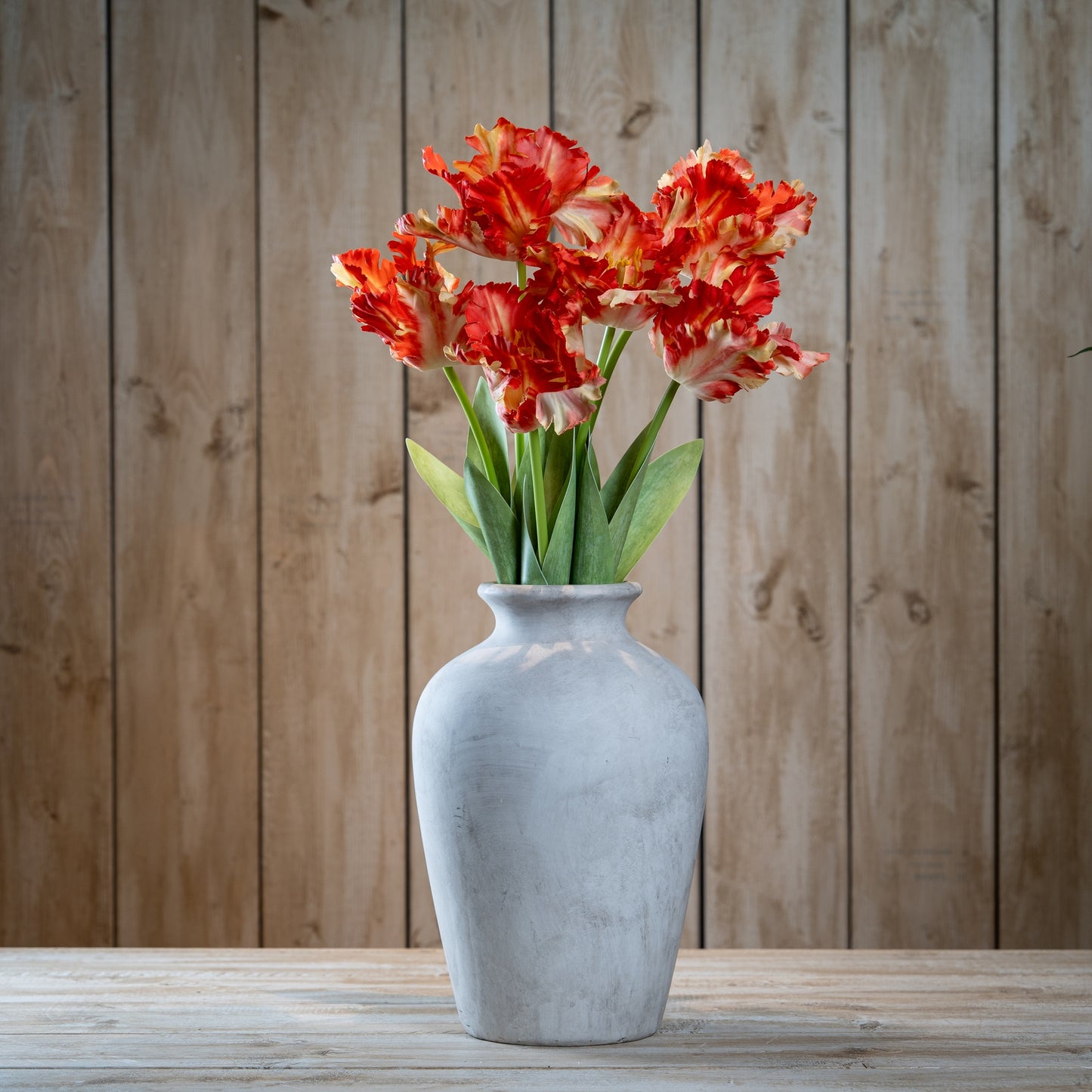 Flame Orange Parrot Artificial Tulip Stem