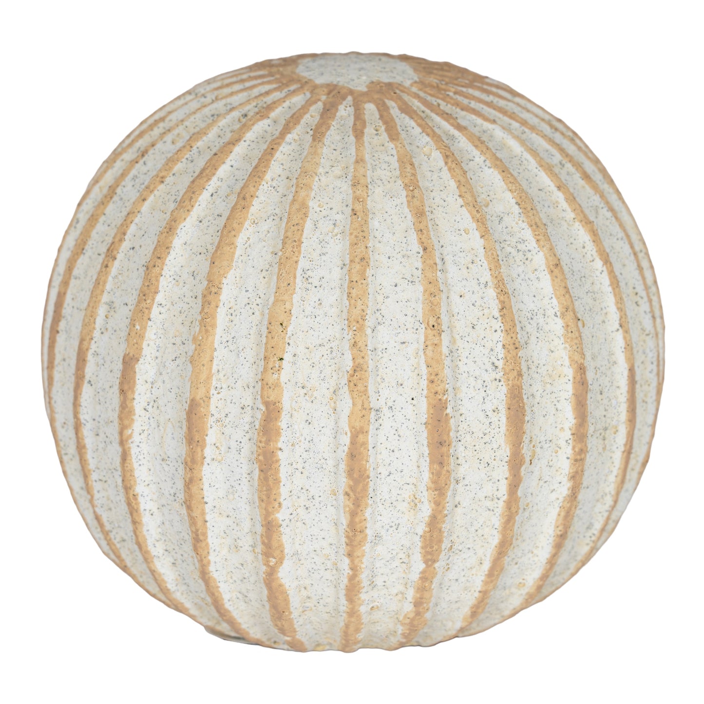 Grove Medium Cream Ribbed Decorative Ball Ornament 15cm