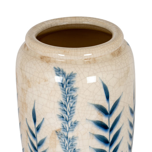 Large Blue Flora Tall Botanical Patterned Floor Standing Olpe Vase 37cm