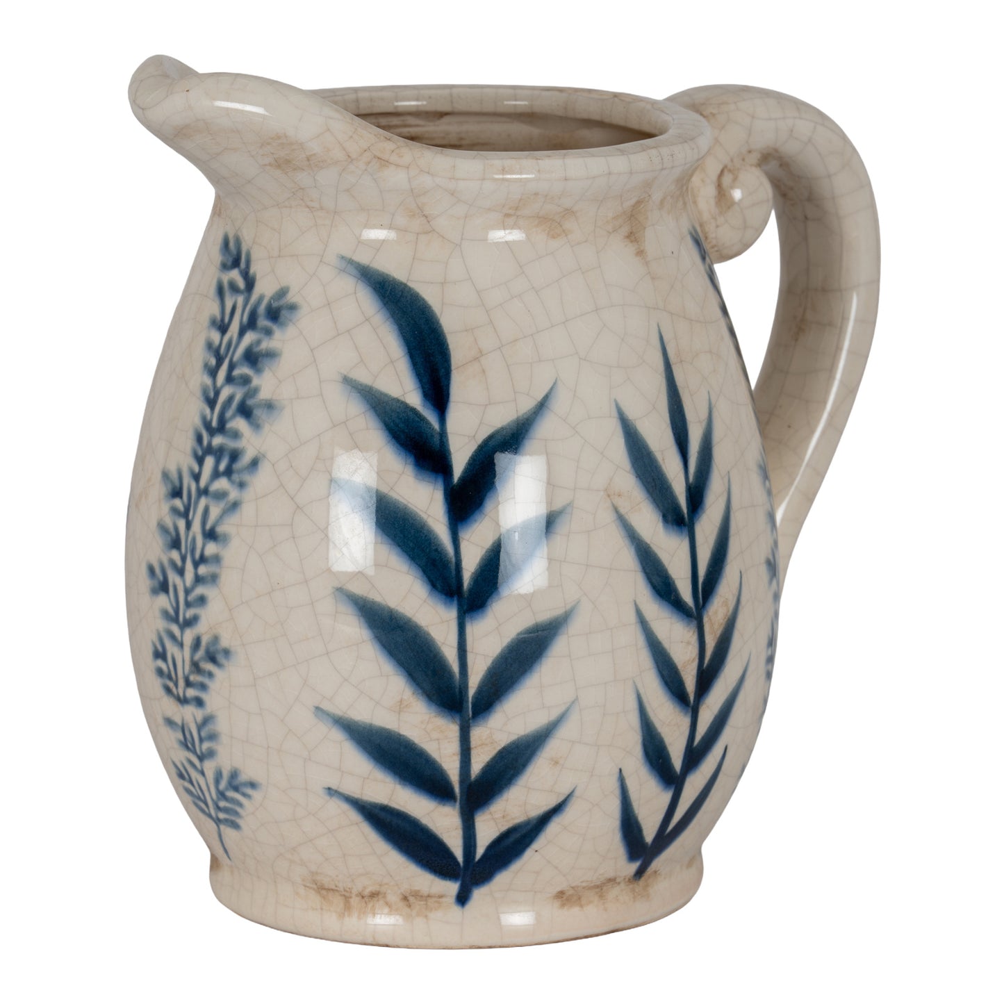 Small Blue Flora Olpe Decorative Jug Vase 17cm