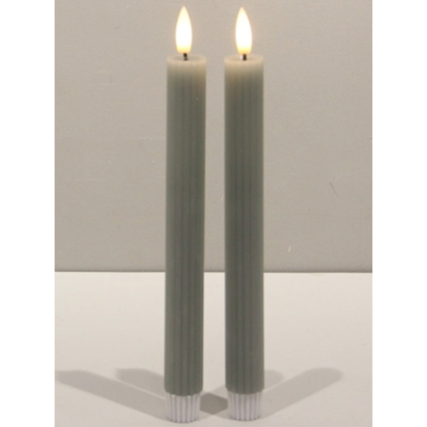 Luxe Collection Natural Glow Sage Ribbed Taper Candles image 0