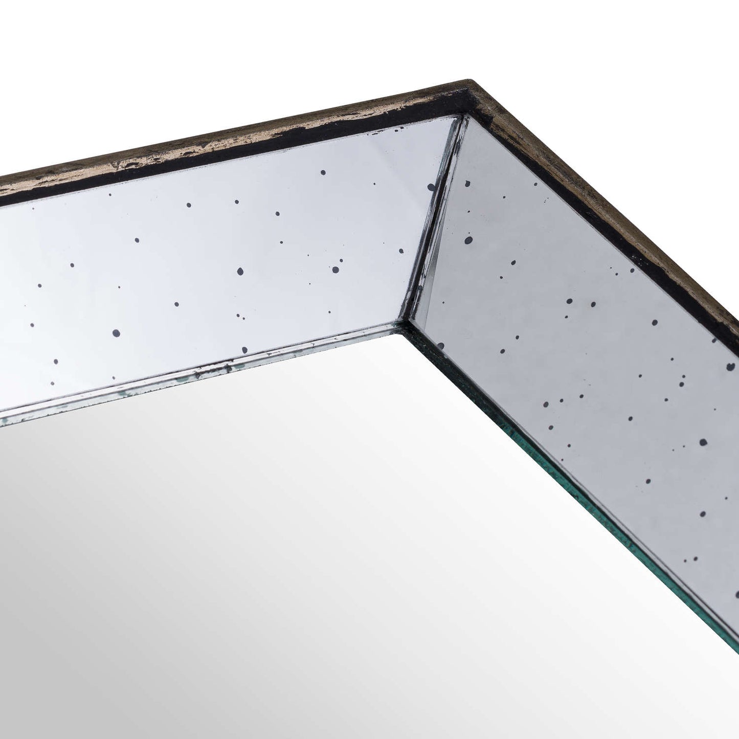 Astor Distressed Mirrored Square Tray W/Wooden Detailing Sml image 1