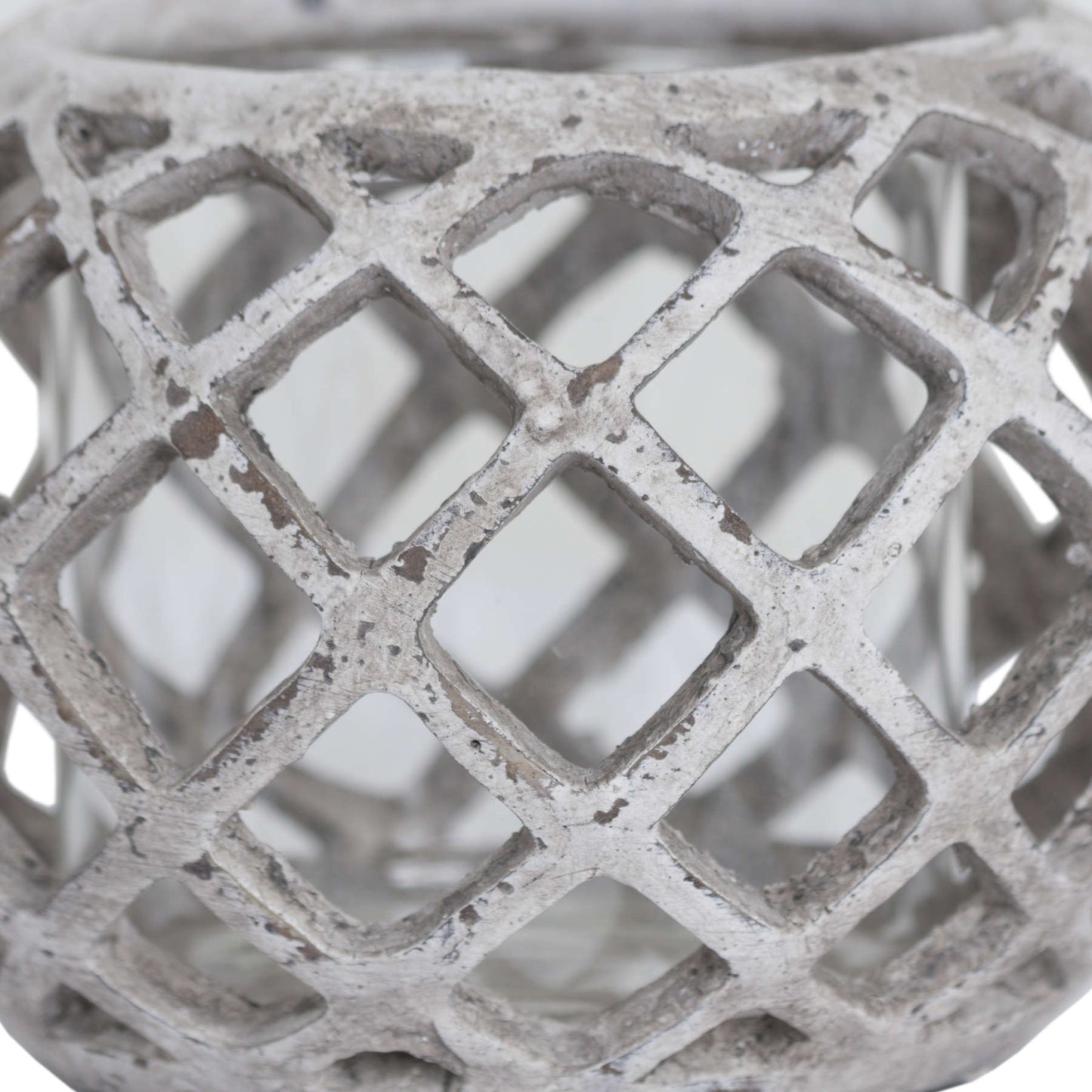 Large Round Ceramic Lattice Hurricane Lantern image 1