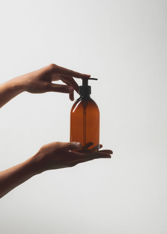 Amber Glass Pump Bottle Dispenser - Various Sizes