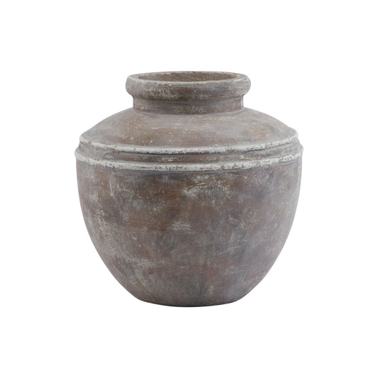 Vintage-style terracotta pot on a white background