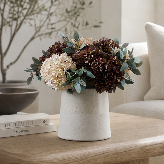 Autumn White Hydrangea - Blush Pink Artificial Stem