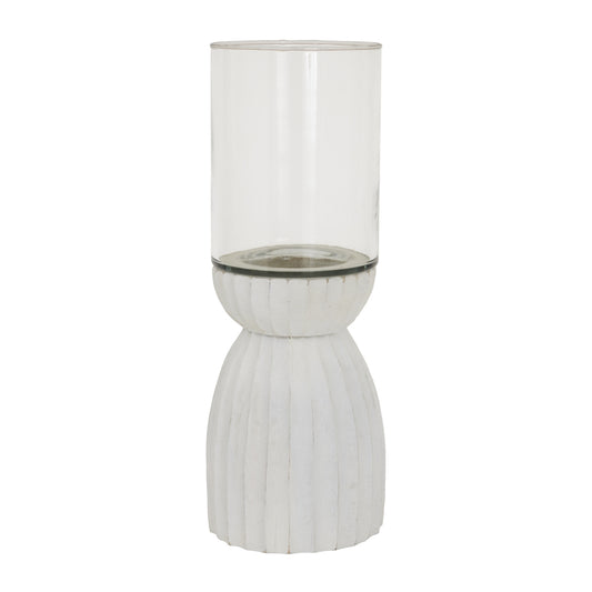 Large White Carved Hurricane Lantern image 1