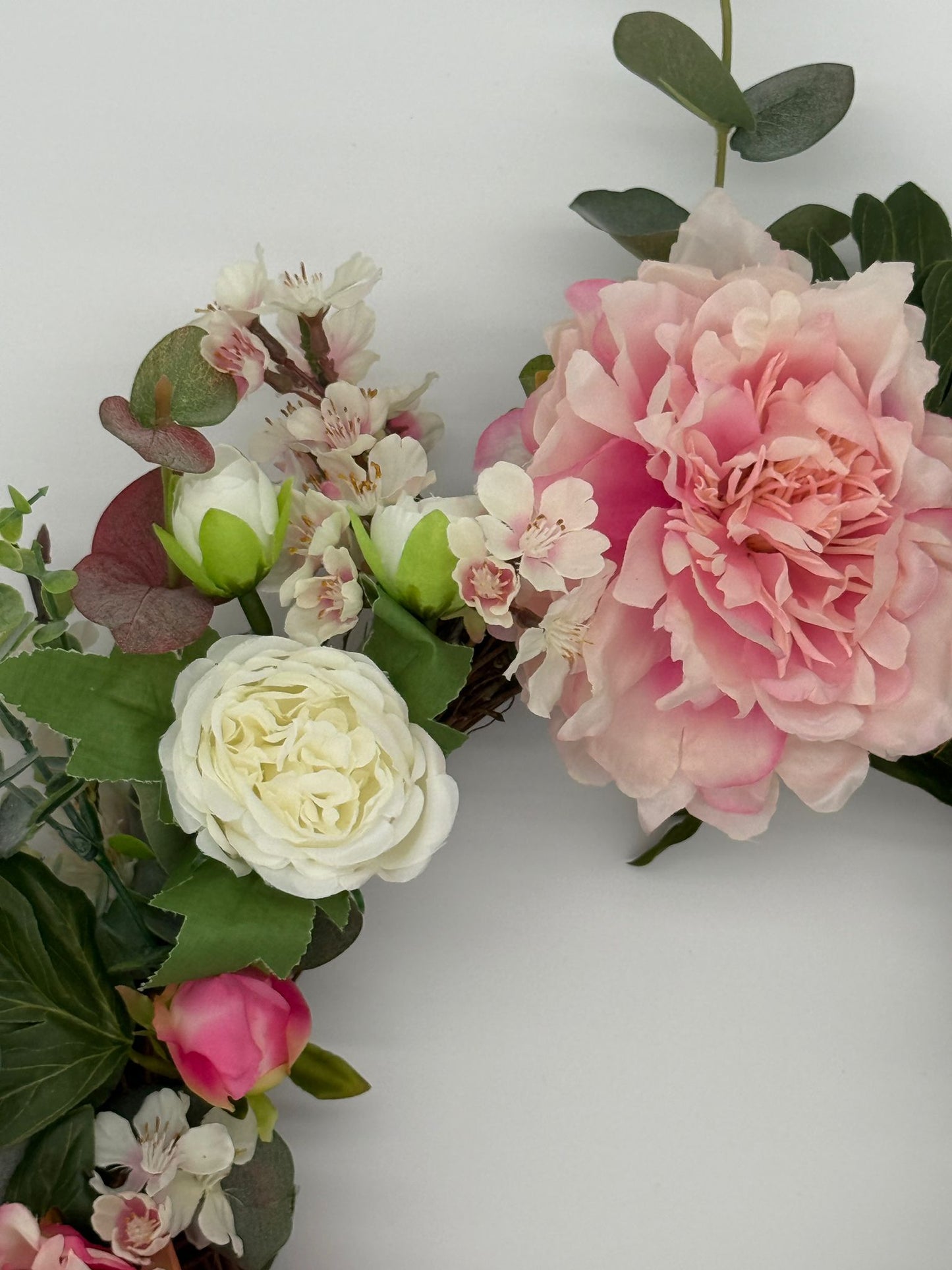 Pink Peony Romance Floral Wreath – Pink & White Peony, Cherry Blossom image 3
