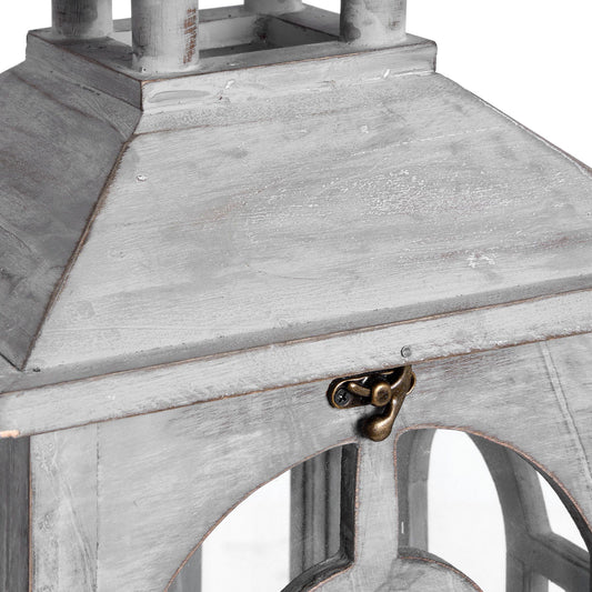 Set Of Three Wooden Lanterns With Archway Design image 1
