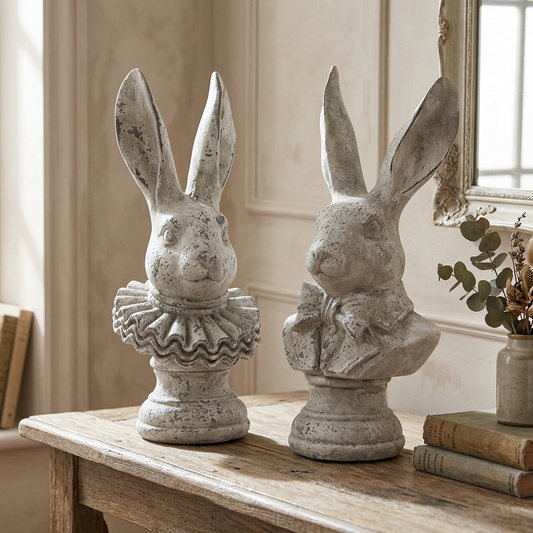 Stone Effect Tuxedo Hare Ceramic Large Ornament 38cm