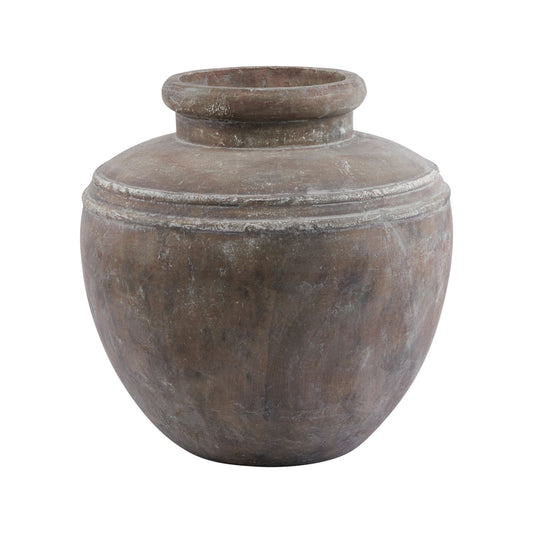 Vintage-style terracotta pot on a white background