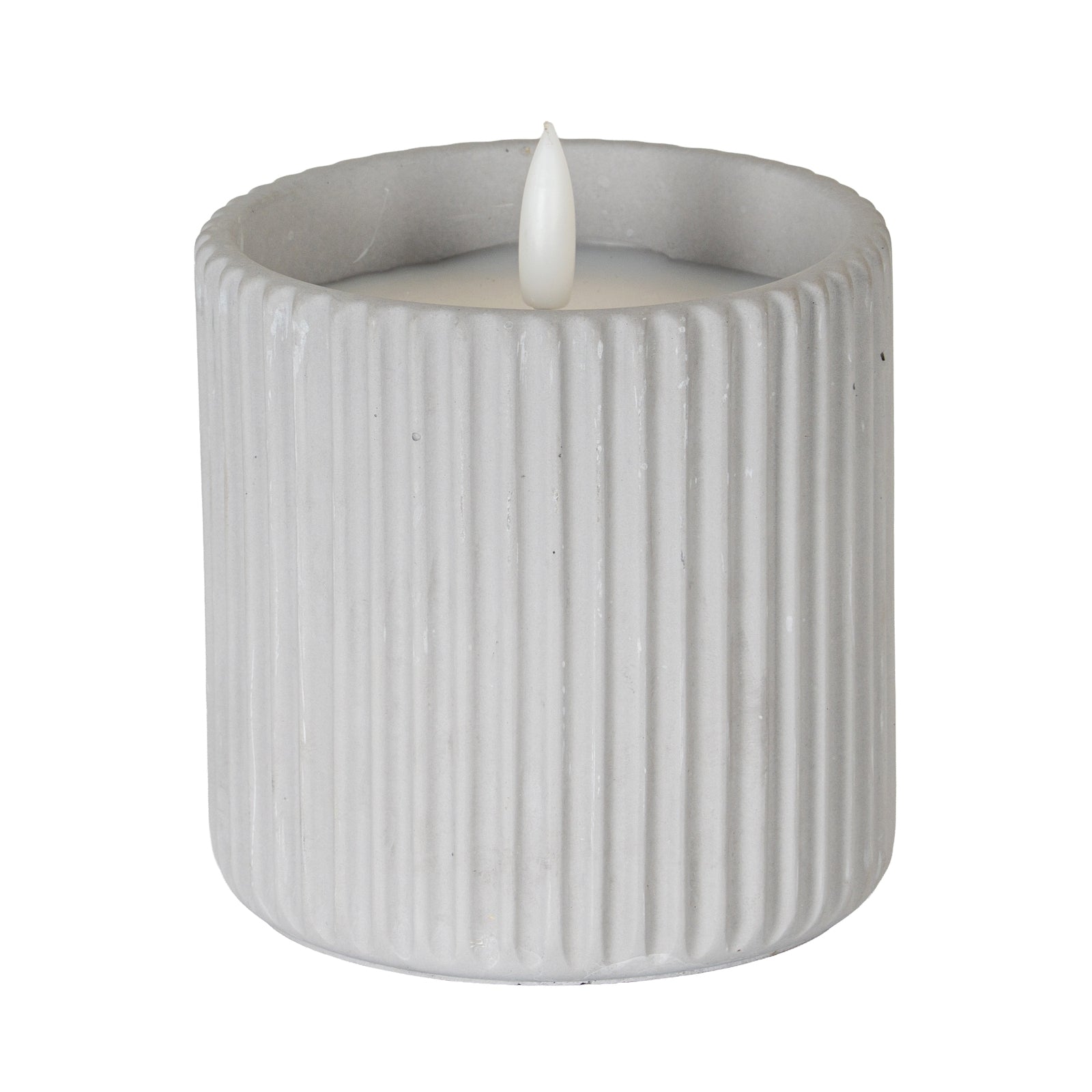 Luxe Collection Natural Glow Chalk Ribbed Large Led Candle image 0