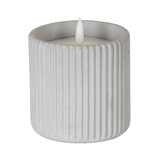 Luxe Collection Natural Glow Chalk Ribbed Large Led Candle image 0