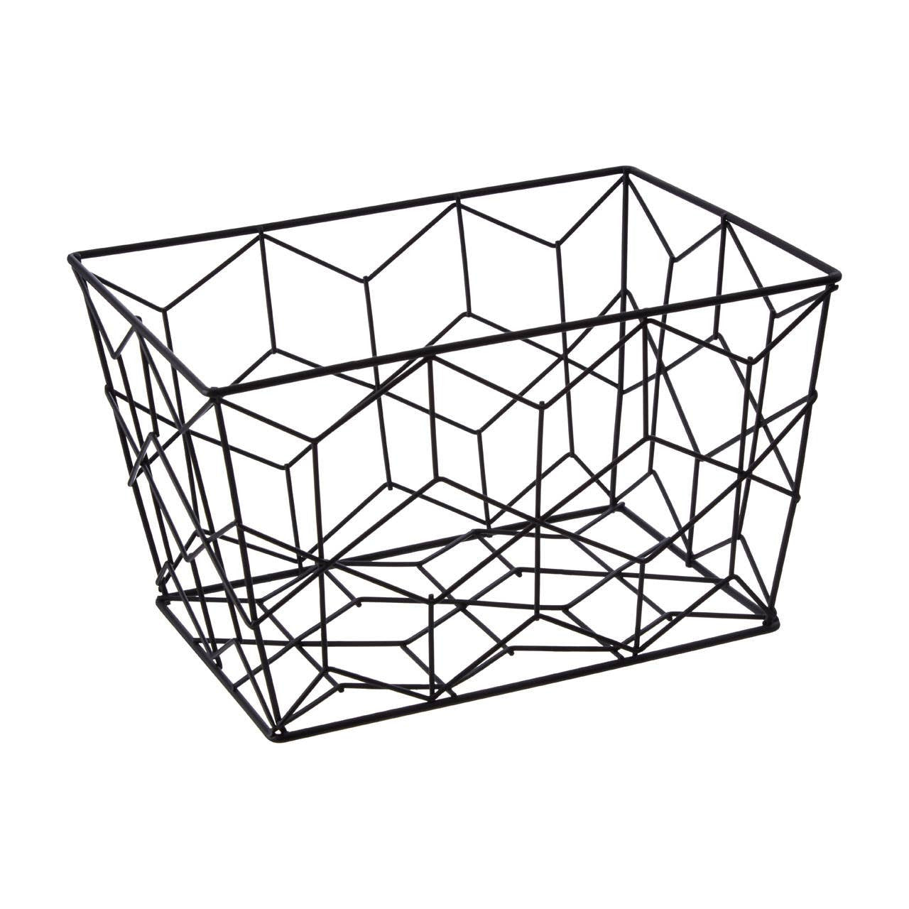 Vertex Contour Black Matte Metallic Wire Storage Basket