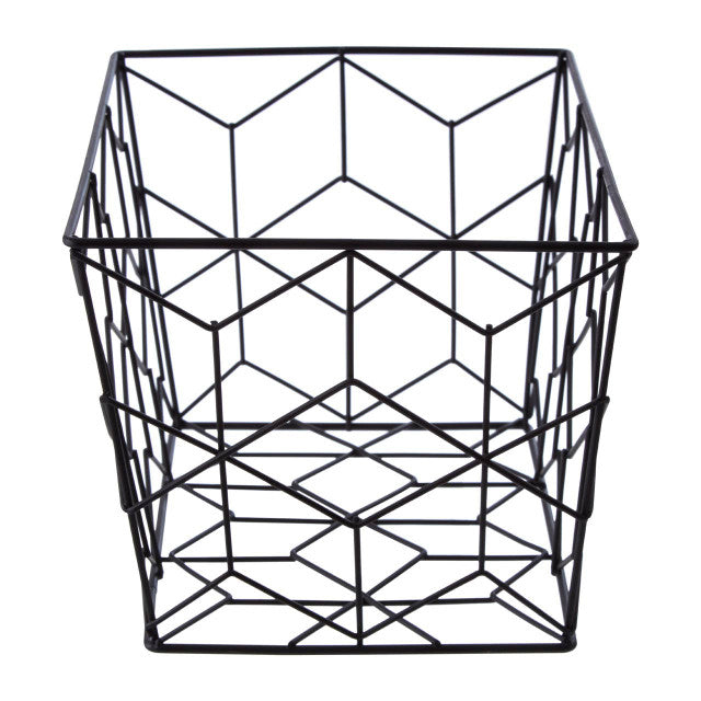 Vertex Contour Black Matte Metallic Wire Storage Basket