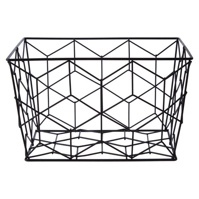Vertex Contour Black Matte Metallic Wire Storage Basket
