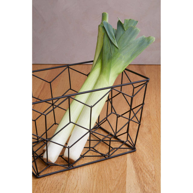 Vertex Contour Black Matte Metallic Wire Storage Basket
