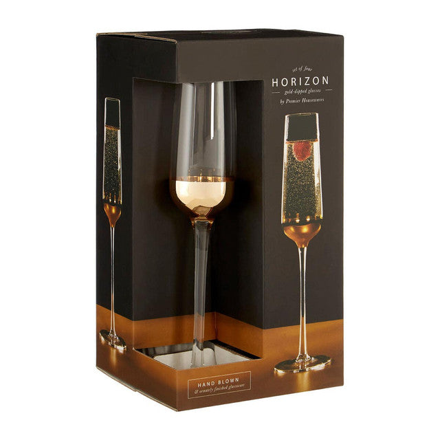 Horizon Set Of Four Gold Dipped Champagne Glasses image 1