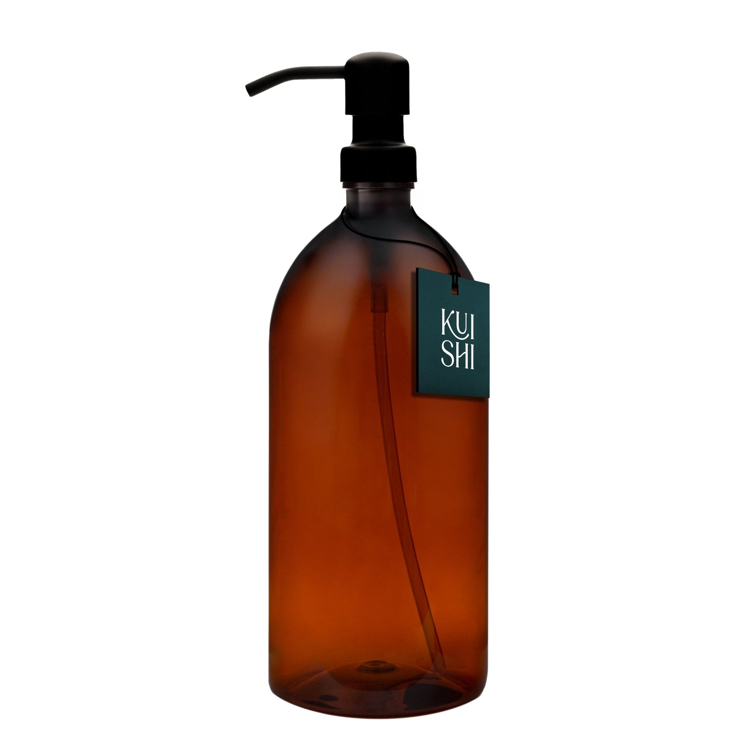 Plastic Amber Bottle Dispenser with Stainless Steel Pump