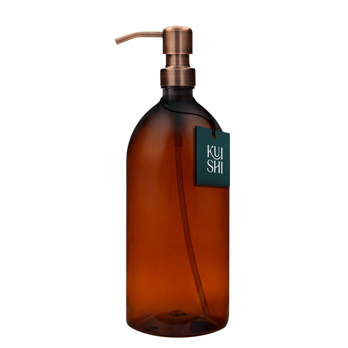 Plastic Amber Bottle Dispenser with Stainless Steel Pump
