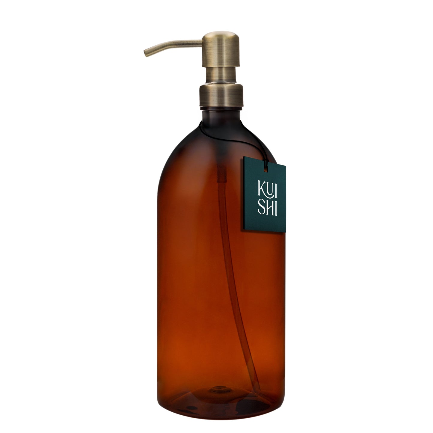 Plastic Amber Bottle Dispenser with Stainless Steel Pump