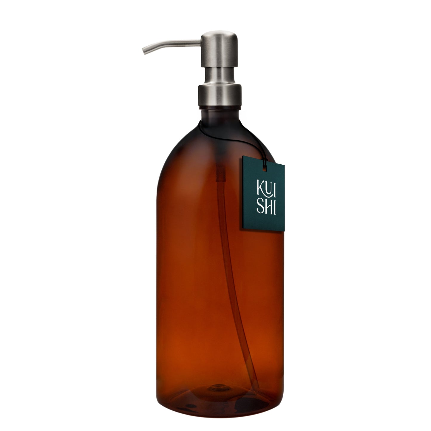 Plastic Amber Bottle Dispenser with Stainless Steel Pump