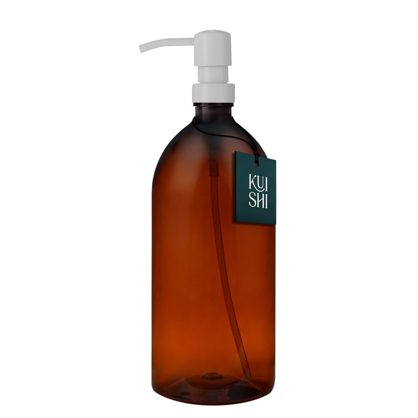 Plastic Amber Bottle Dispenser with Stainless Steel Pump