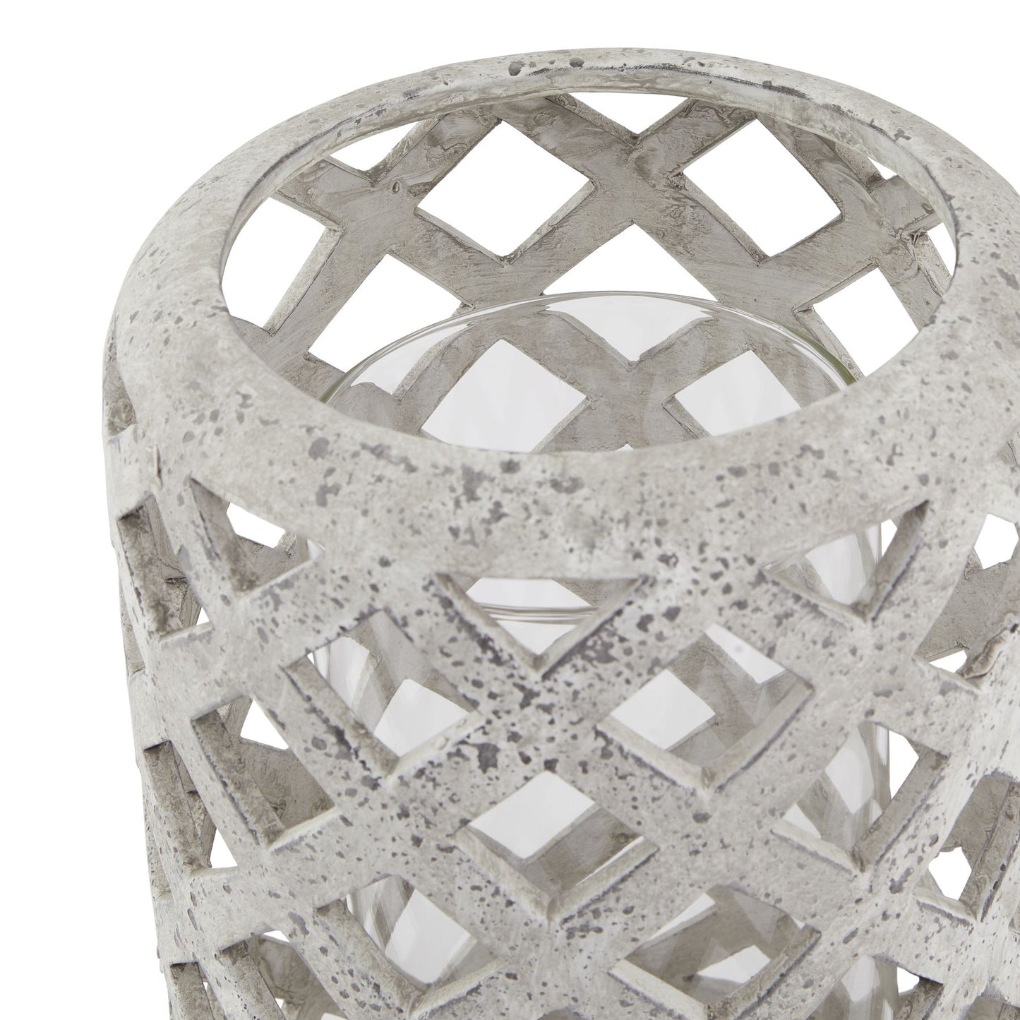 Large Grey Stone Effect Hurricane Lantern image 1