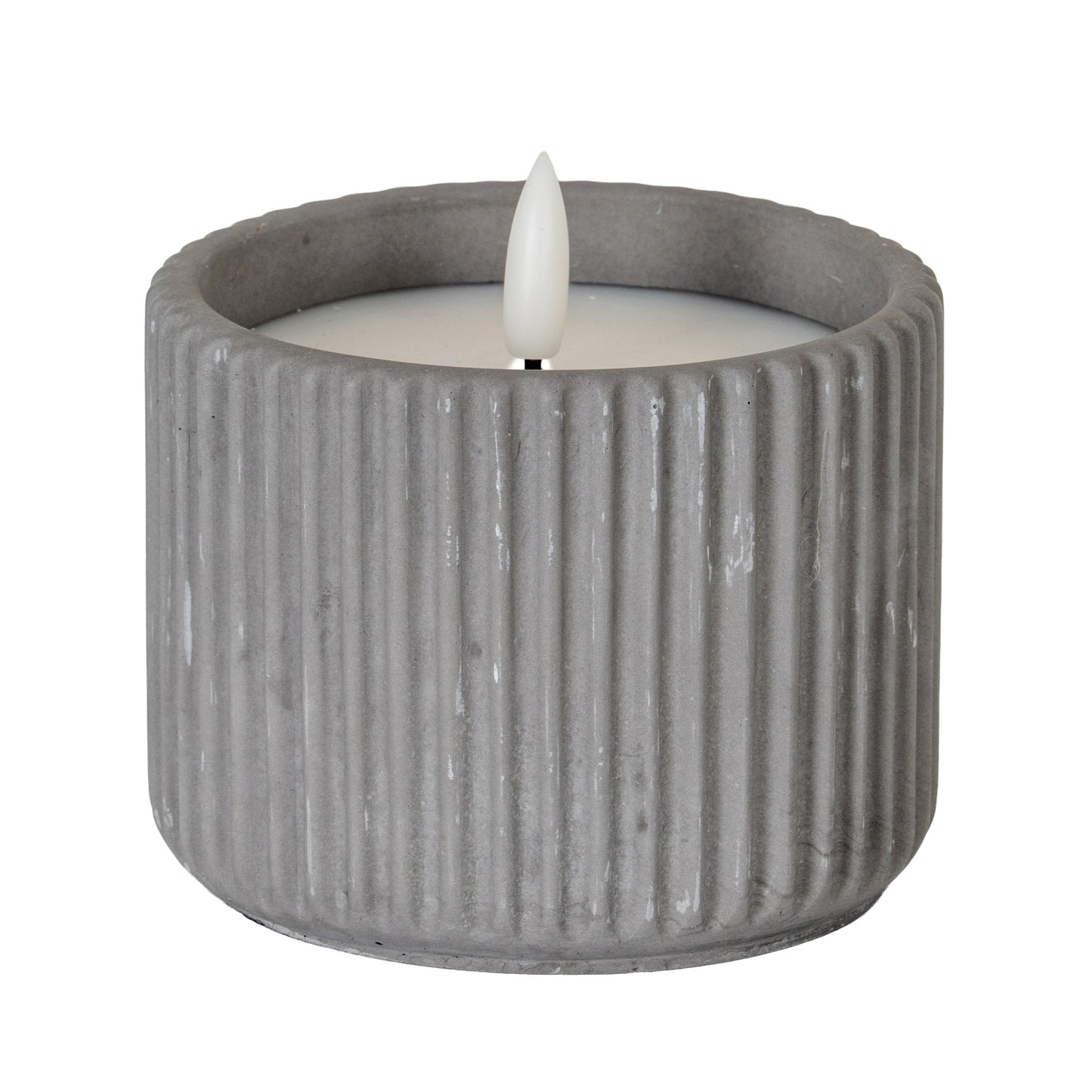 Luxe Collection Natural Glow Grey Ribbed Medium Led Candle image 0