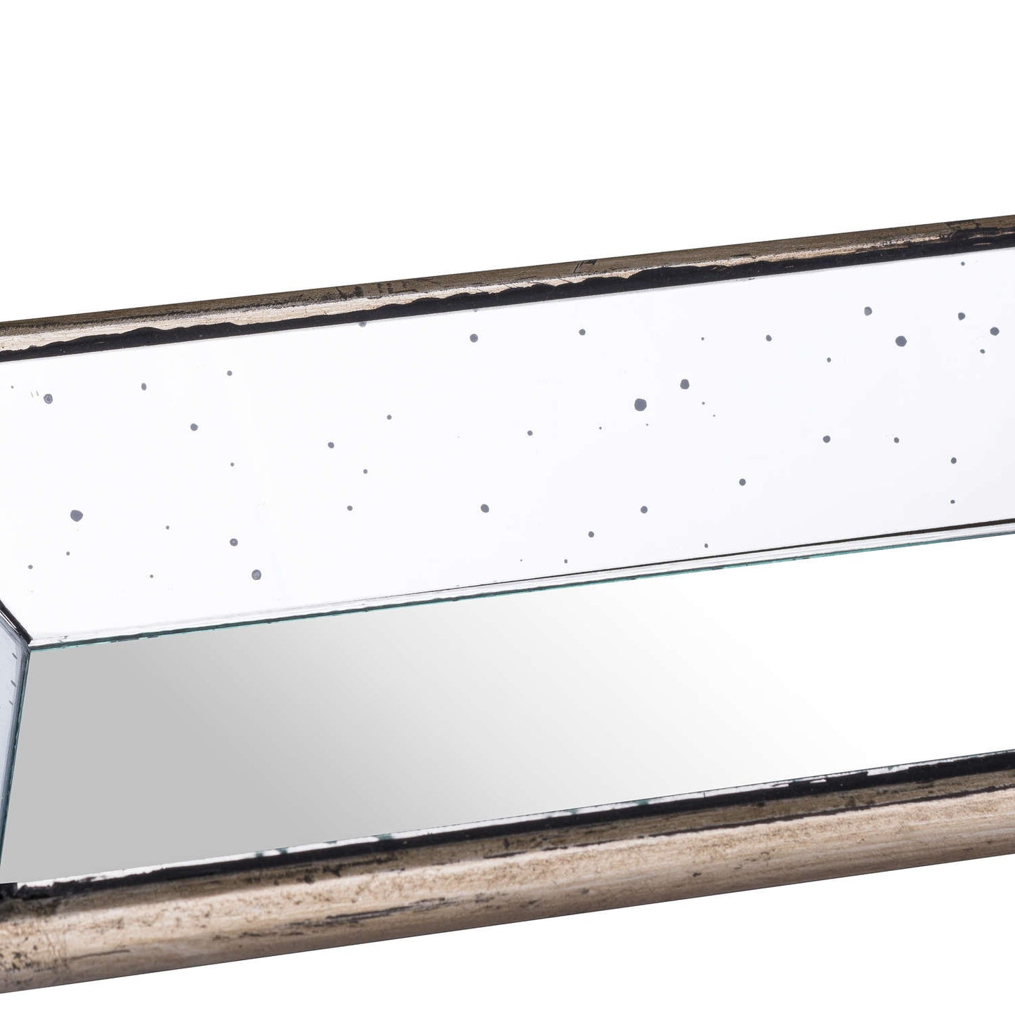 Astor Distressed Mirrored Display Tray With Wooden Detailing image 1