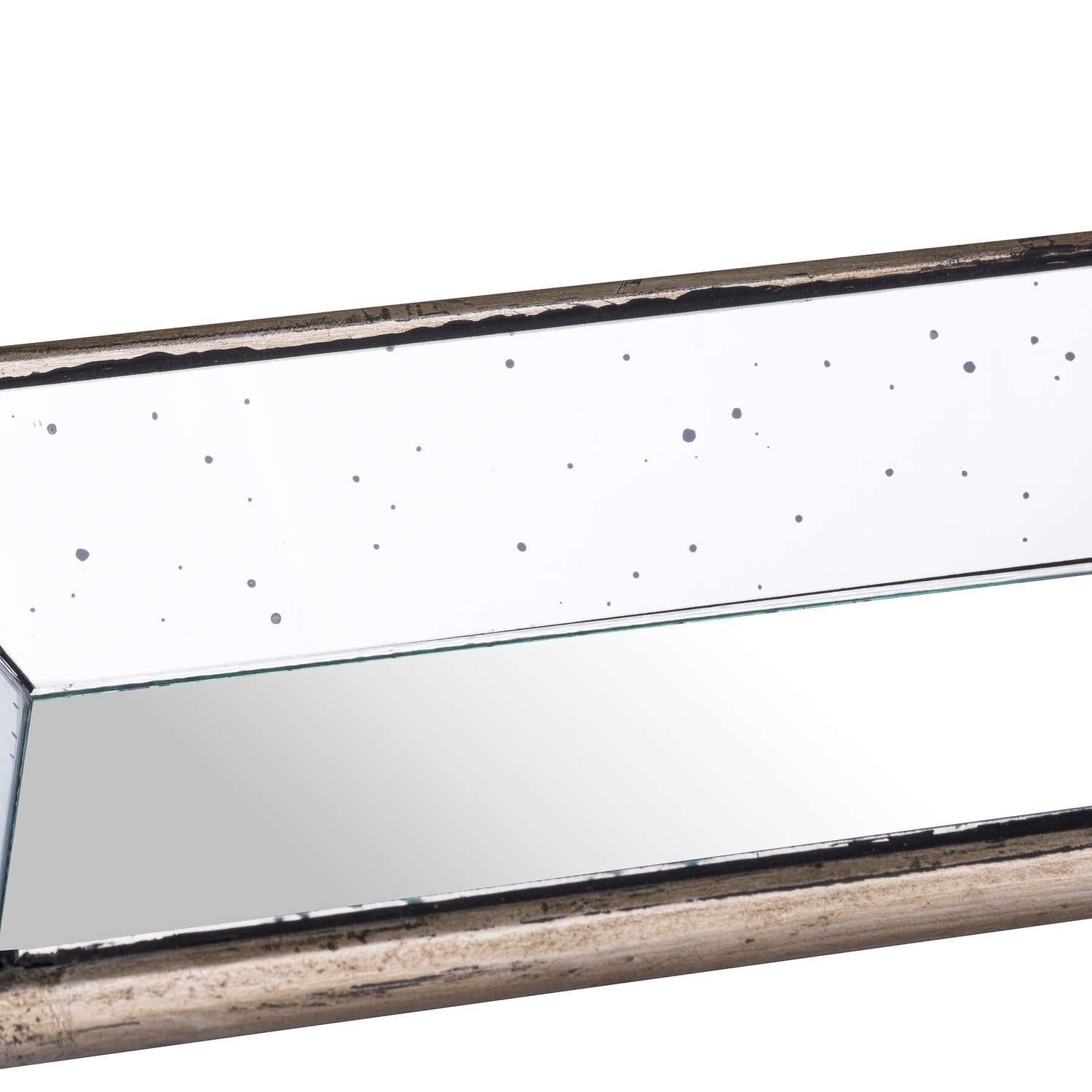 Astor Distressed Mirrored Display Tray With Wooden Detailing image 1