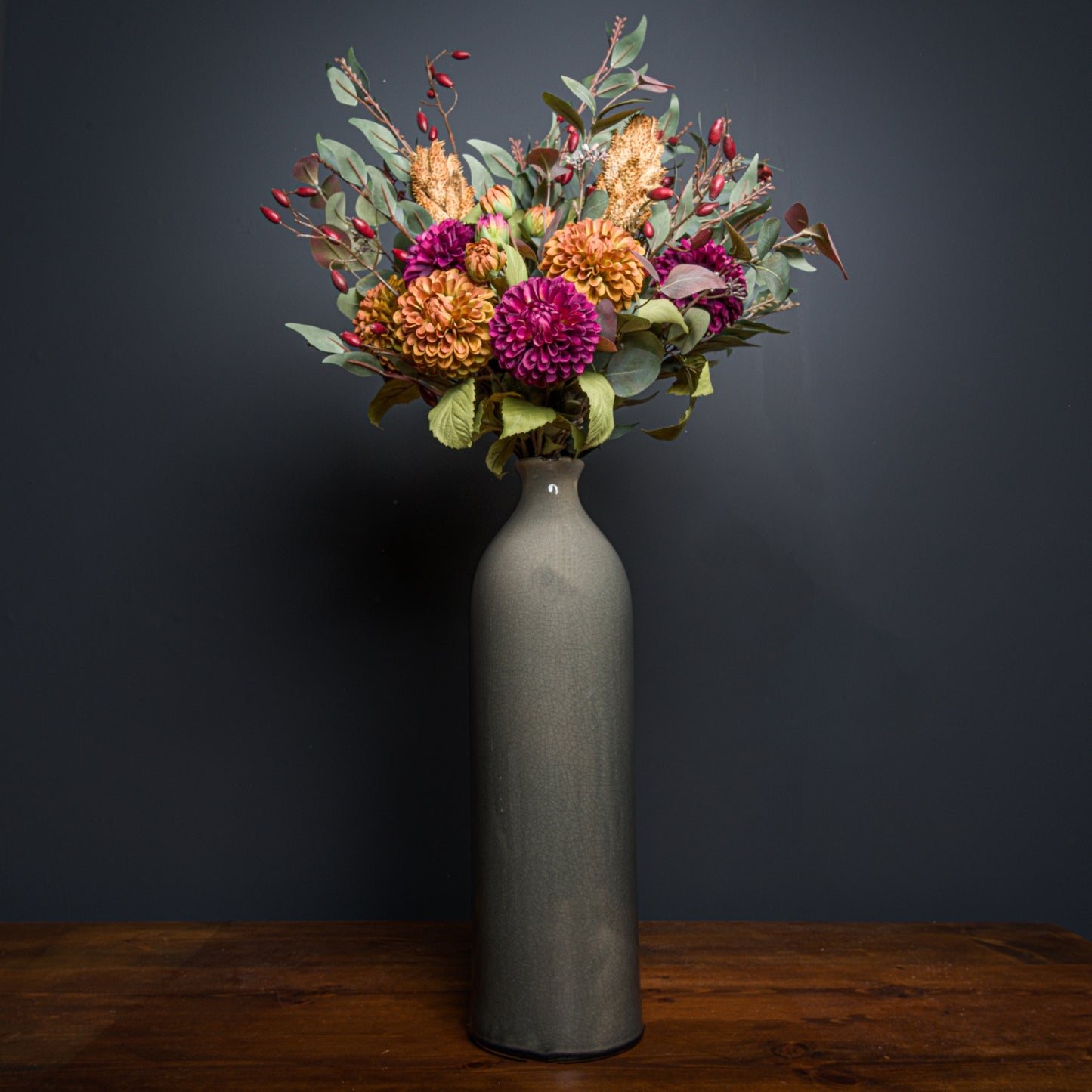 Deep Mustard Dahlia Artificial Floral Stem 62cm
