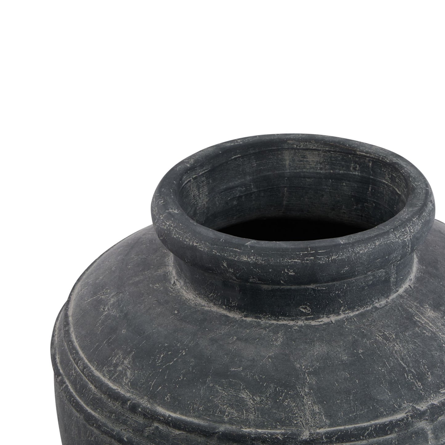 Black stone vase on a white background