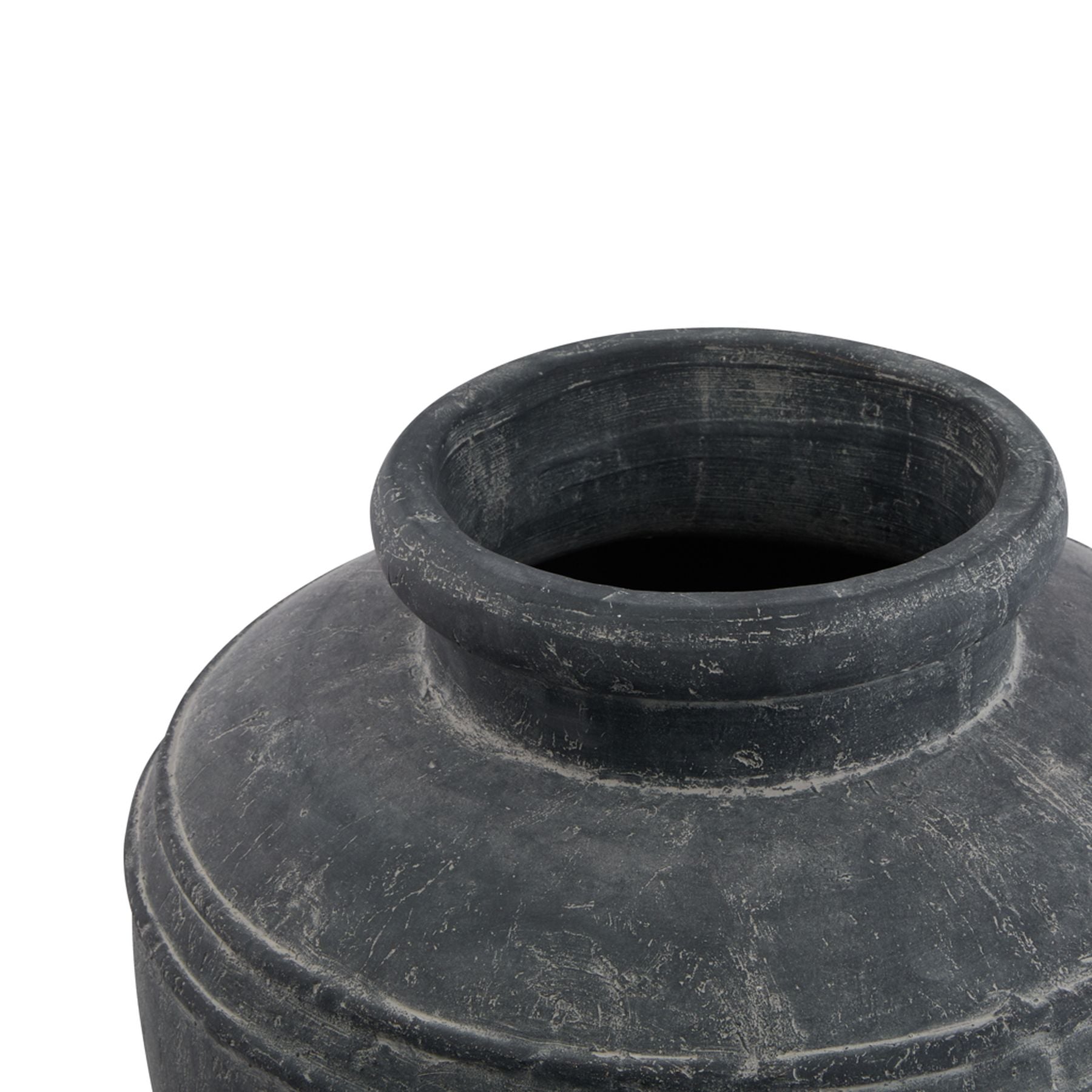 Black stone vase on a white background