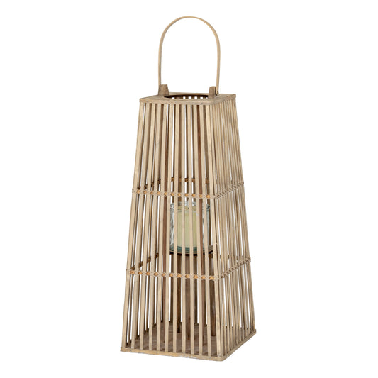 Woven bamboo lantern on a white background