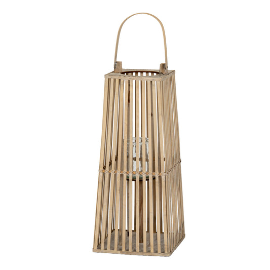 rattan lantern with a handle on a white background