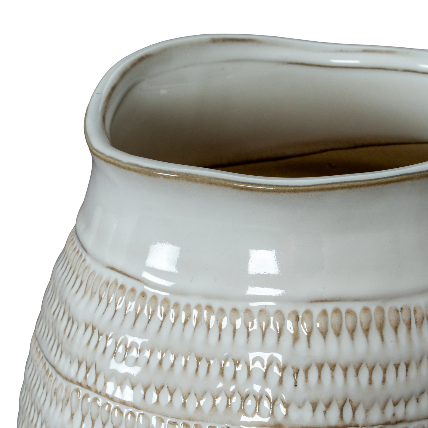 Tava Wide Hewn Ceramic Vase Textured Statement Centrepiece 26cm