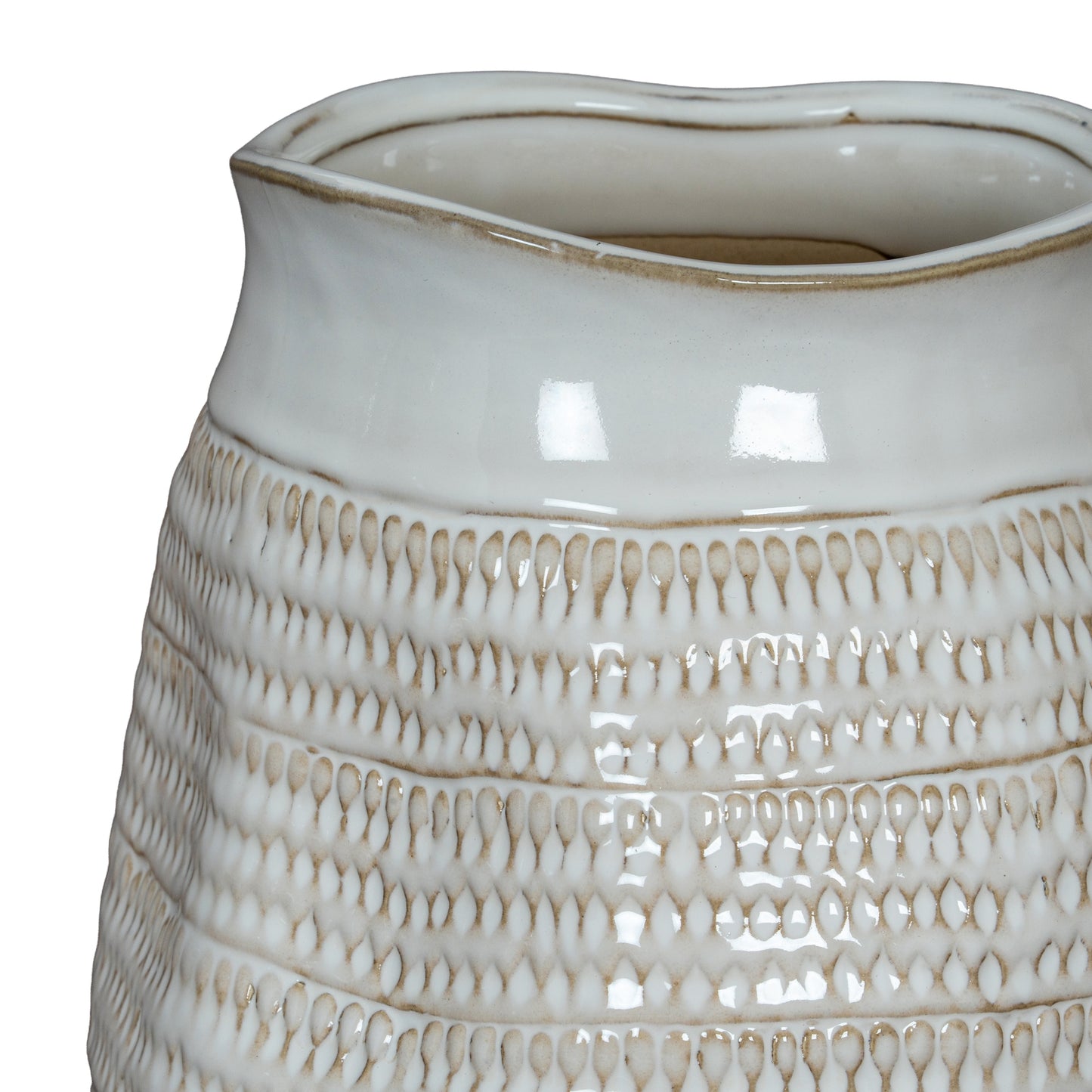Tava Wide Hewn Ceramic Vase Textured Statement Centrepiece 26cm