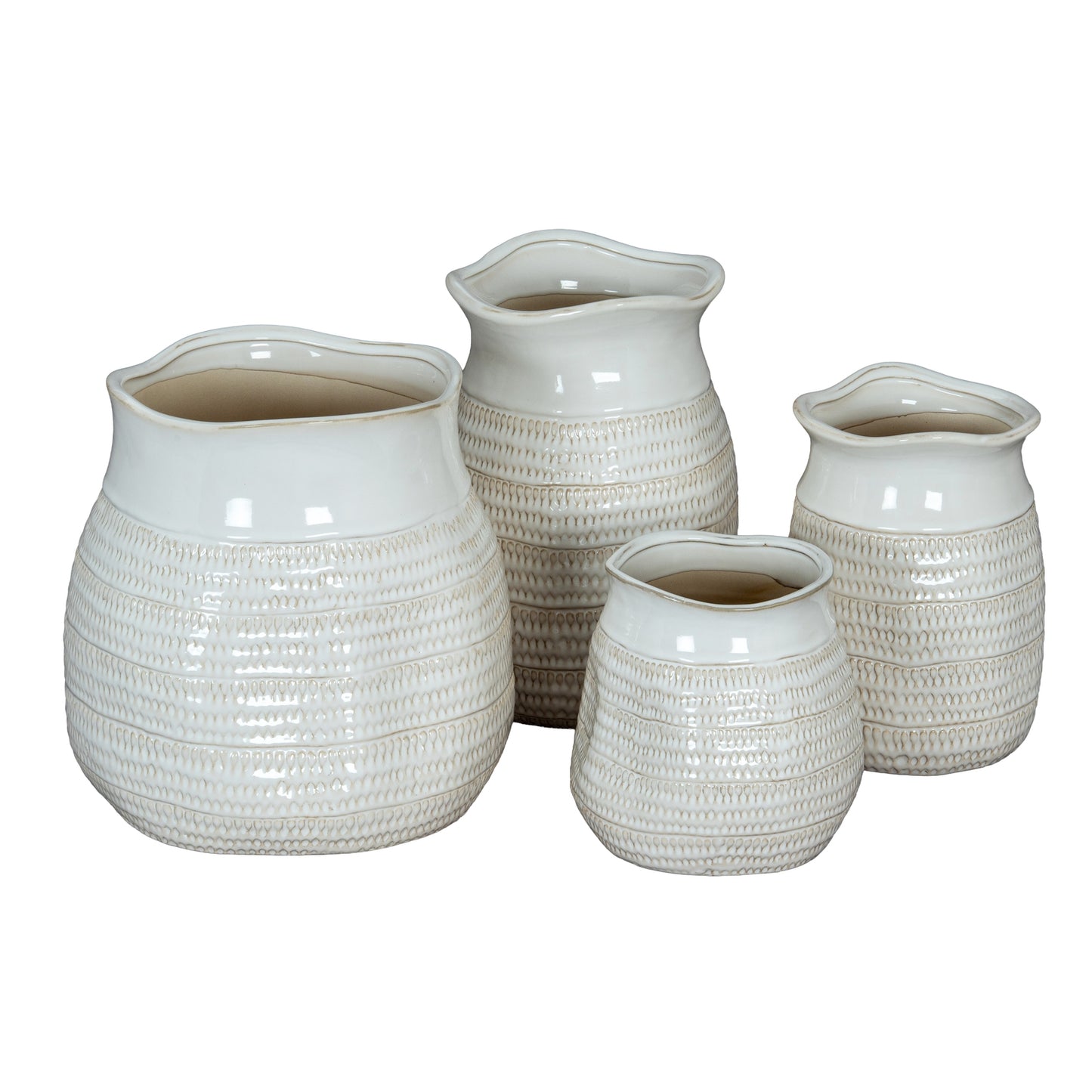 Tava Wide Hewn Ceramic Vase Textured Statement Centrepiece 26cm
