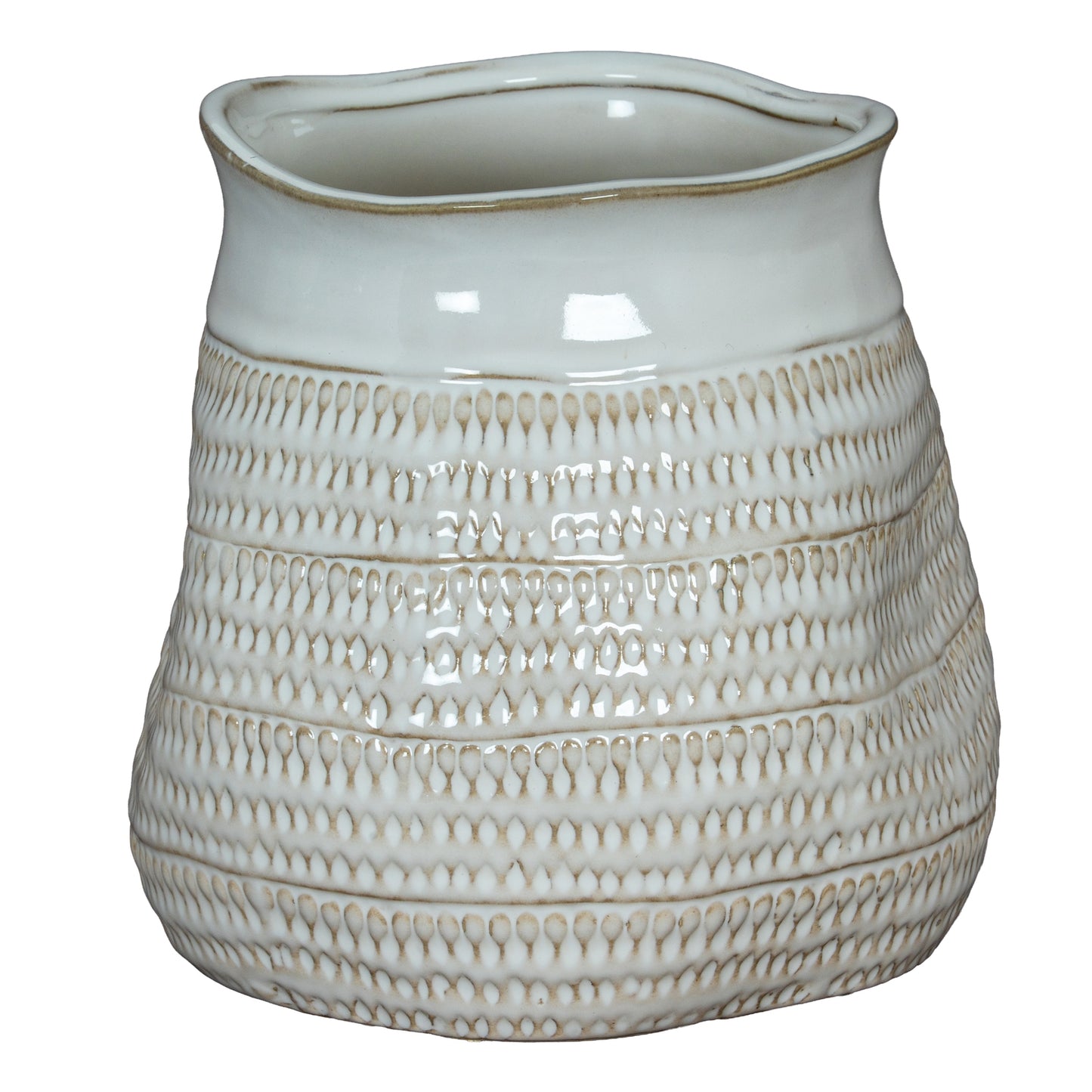 Tava Wide Hewn Ceramic Vase Textured Statement Centrepiece 26cm
