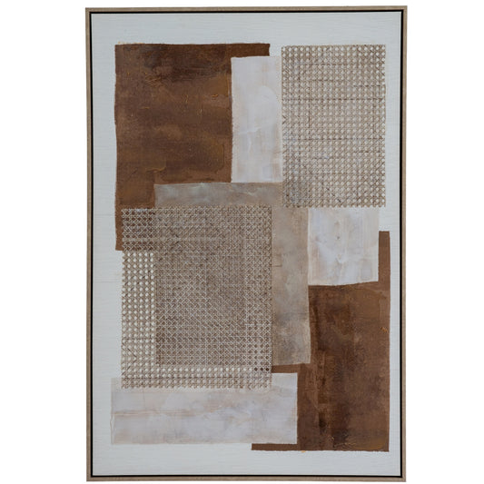 Sedora Large Framed Hand Painted Abstract Canvas in Brown and Neutral