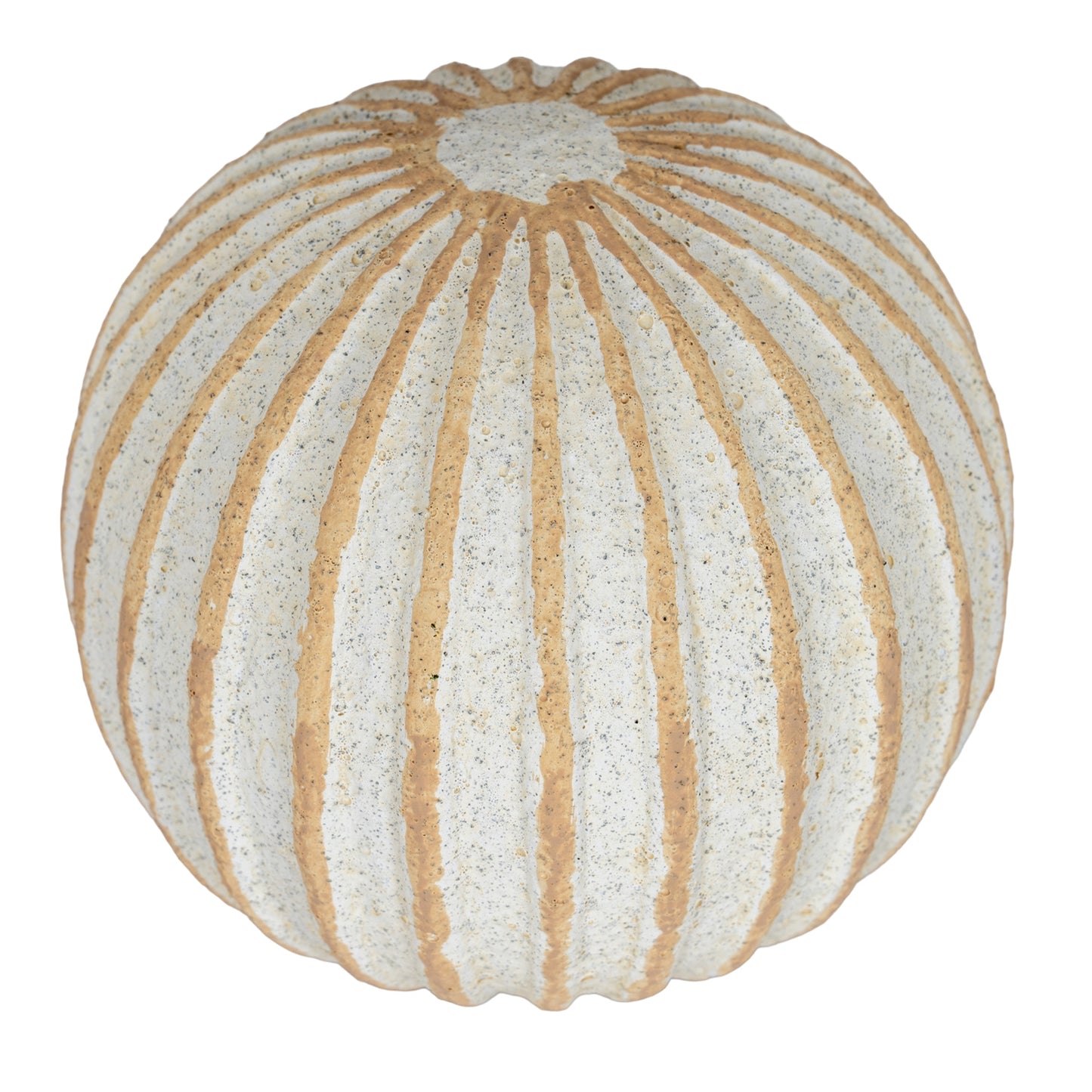 Grove Medium Cream Ribbed Decorative Ball Ornament 15cm