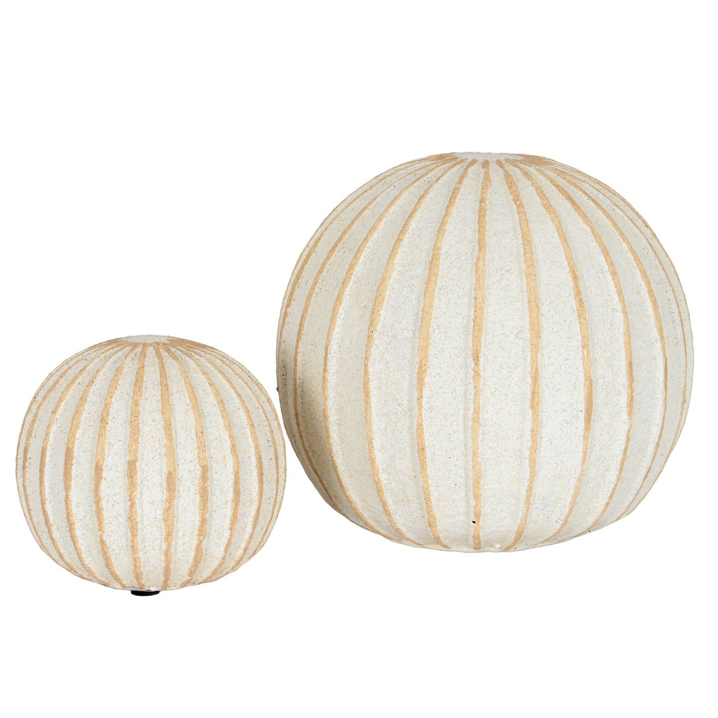 Grove Small Cream Ribbed Decorative Ball Ornament 9cm