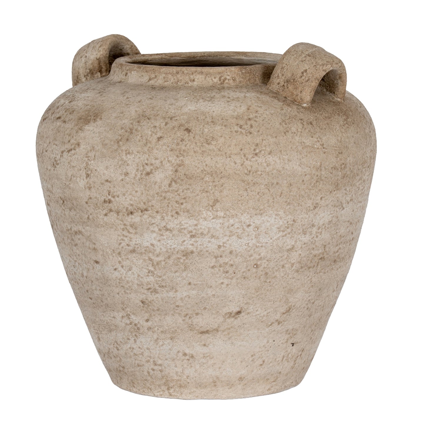 Terra Large Beige Ceramic Urn Vase With Handles