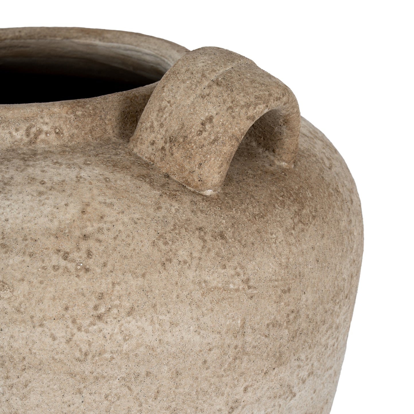 Terra Large Beige Ceramic Urn Vase With Handles
