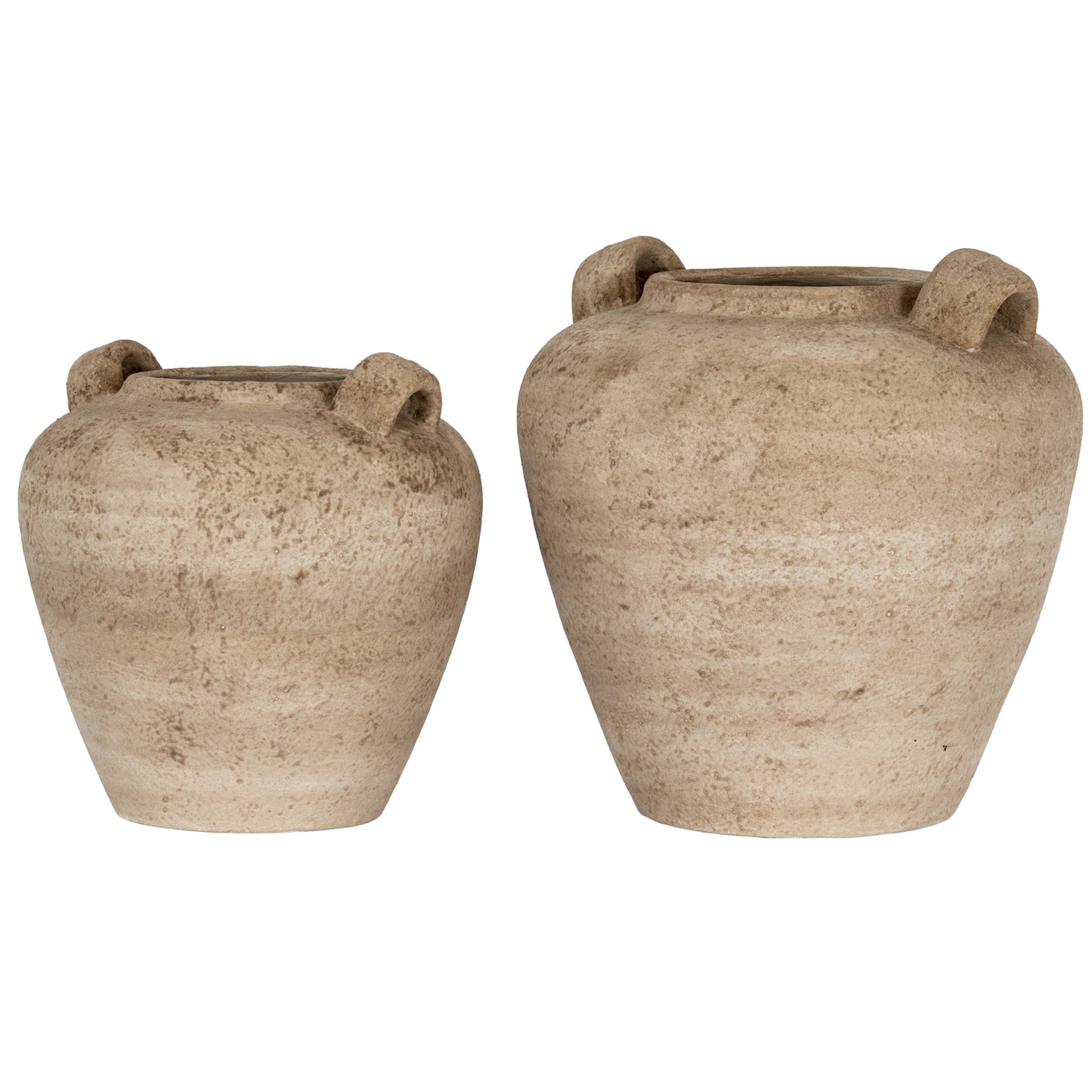 Terra Large Beige Ceramic Urn Vase With Handles