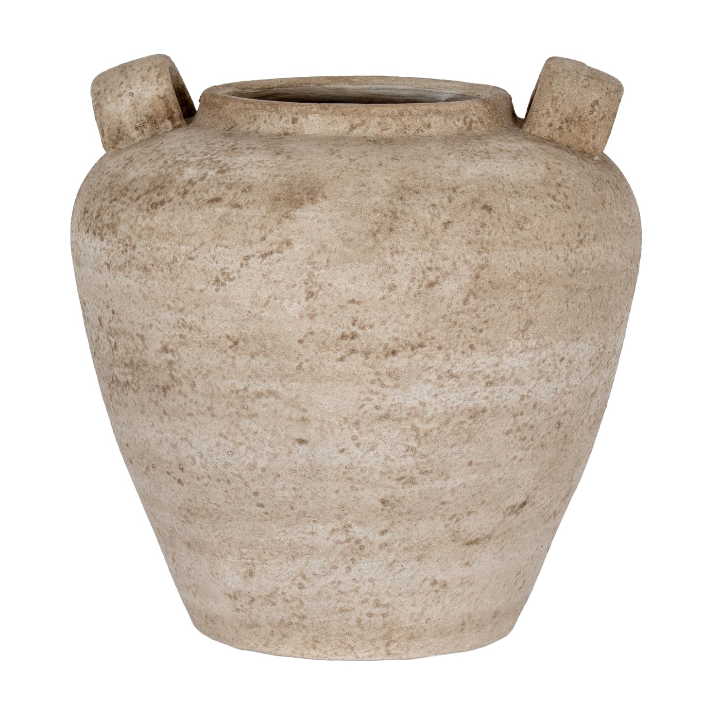 Terra Large Beige Ceramic Urn Vase With Handles