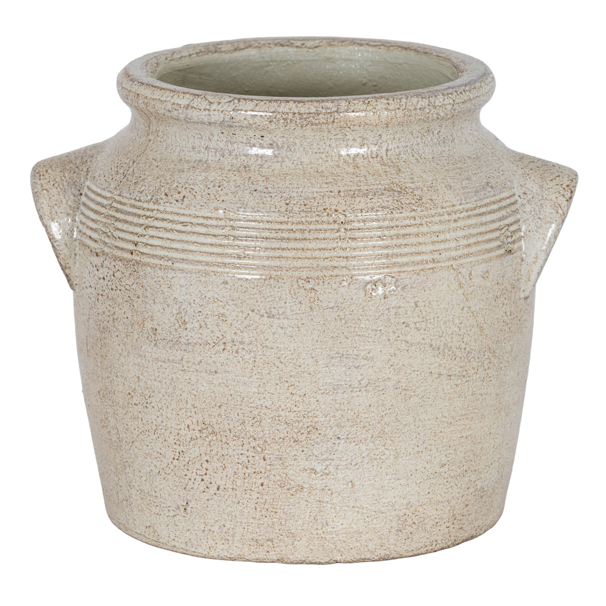 Tarn Collection Large Beige Ceramic Jug Pot Vase With Handles 26cm